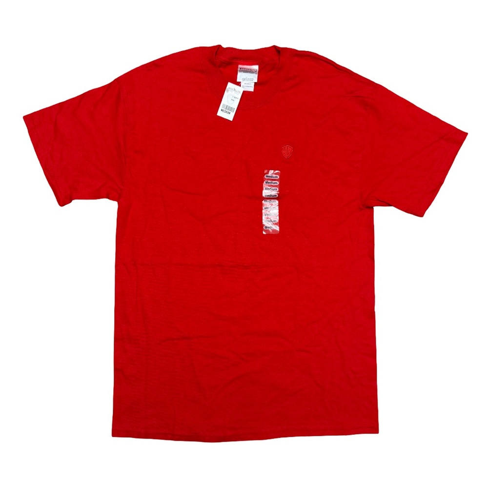 Vintage 1990’s Warner Bros Studio Store Embroidered WB Shield T-Shirt Red Medium